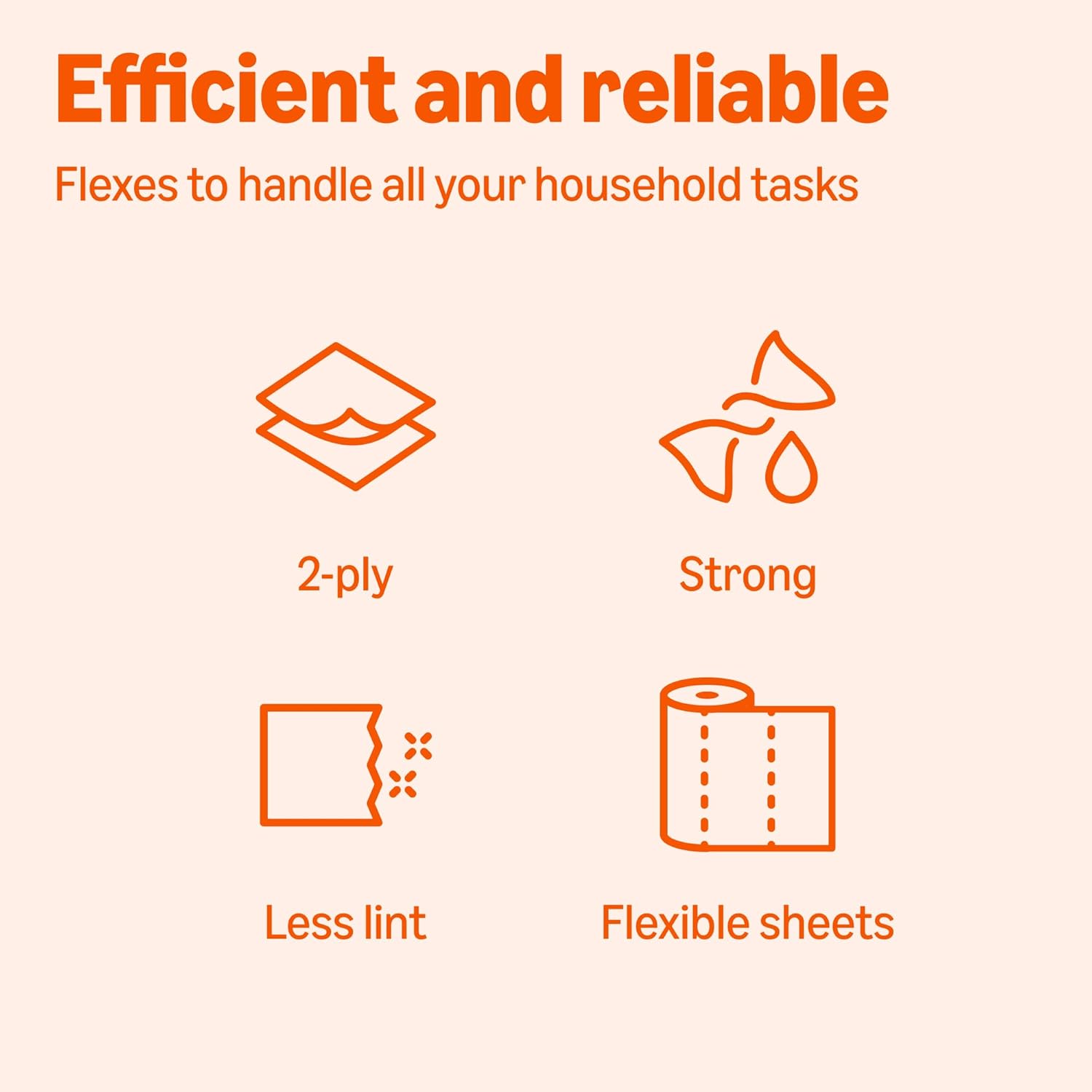 Amazon Basics 2-Ply Flex-Sheets Paper Towels 12 roll pack with 150 sheets per roll for kitchen cleaning and everyday household use.