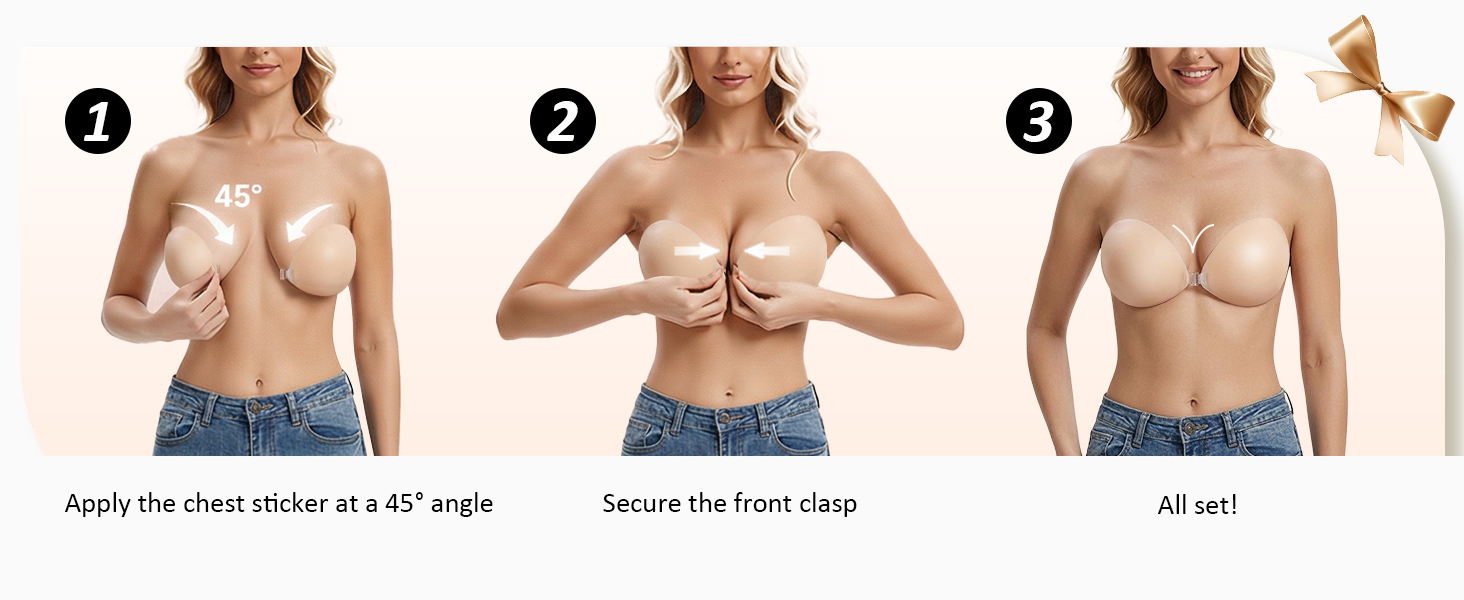 2026 silicone sticky bra strapless invisible push up adhesive bra with reusable design and matching pasties kit for backless dresses.