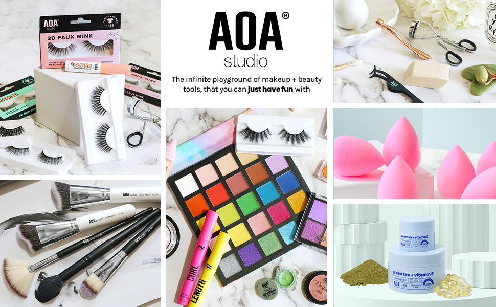 AOA Studio Collection makeup sponge set featuring six latex-free Wonder Blender sponges for flawless foundation and makeup application.