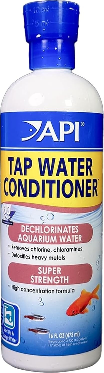 API TAP WATER CONDITIONER 16 ounce aquarium water conditioner bottle for removing chlorine and making tap water safe for fish tanks