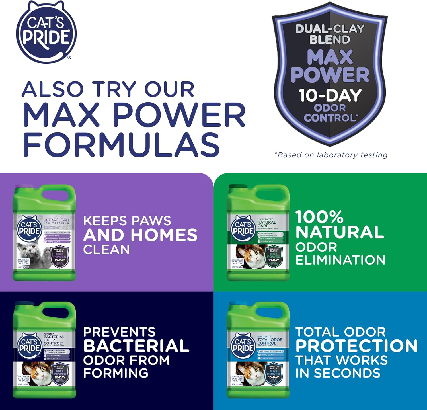 Cat's Pride Antibacterial Cat Litter lightweight clumping litter with powerful odor control and antibacterial formula for cleaner litter boxes.