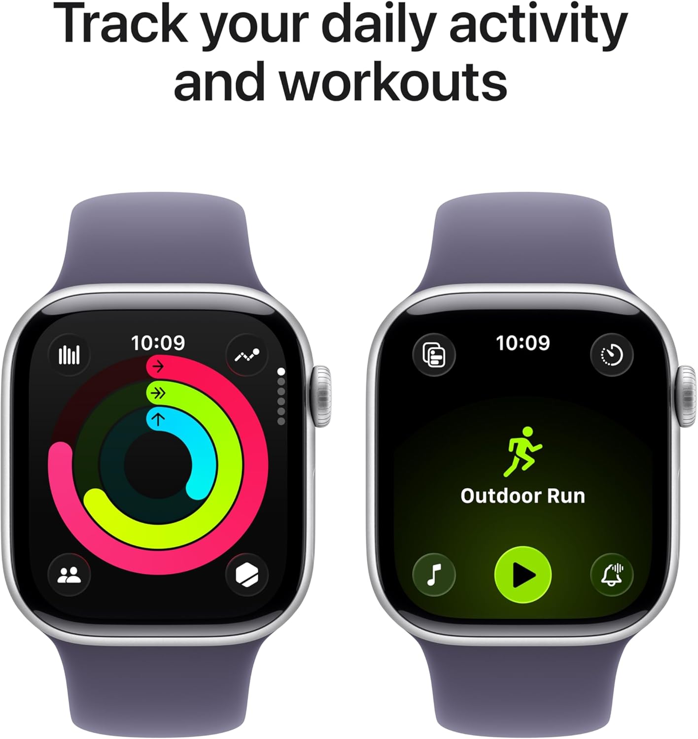 Apple Watch Series 11 GPS 42mm smartwatch with Silver Aluminum Case and Purple Fog Sport Band featuring fitness tracking sleep score and health monitoring