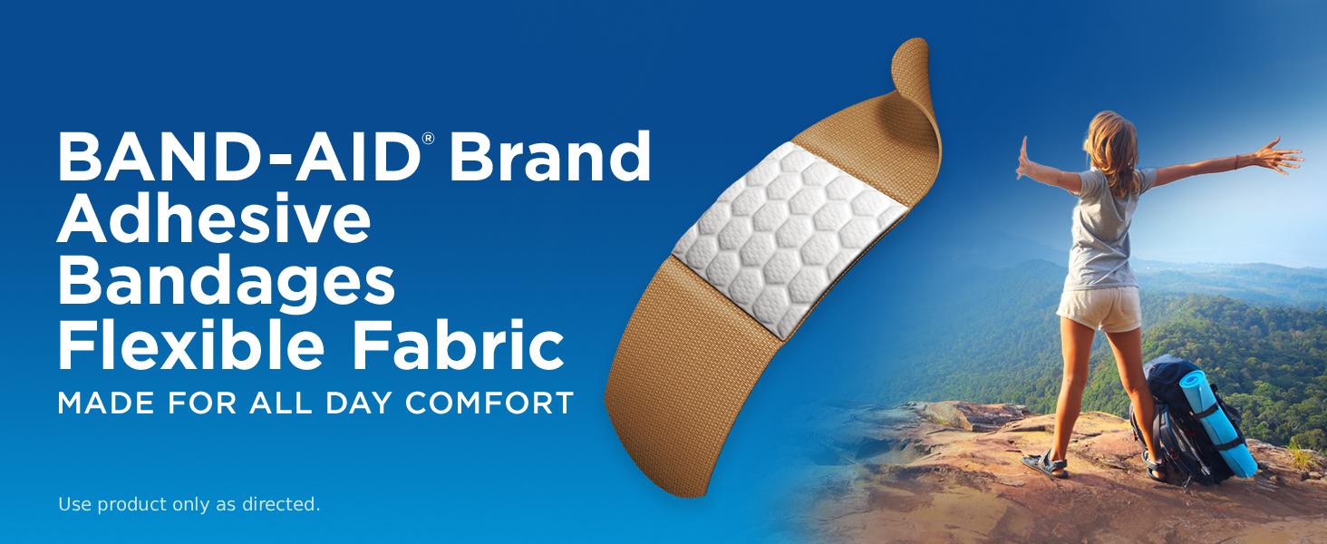 BAND-AID Flexible Fabric Adhesive Bandages assorted sizes for sterile wound care protection of cuts scrapes and burns