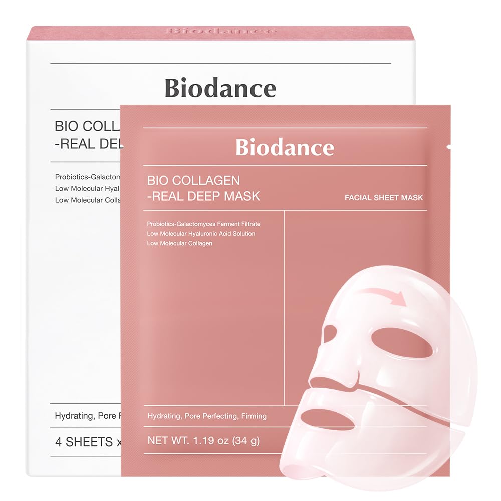 BIODANCE Bio-Collagen Real Deep Mask – Hydrating Overnight Hydrogel Face Mask for Plumping, Elasticity & Pore Care, Korean Skincare Set of 4