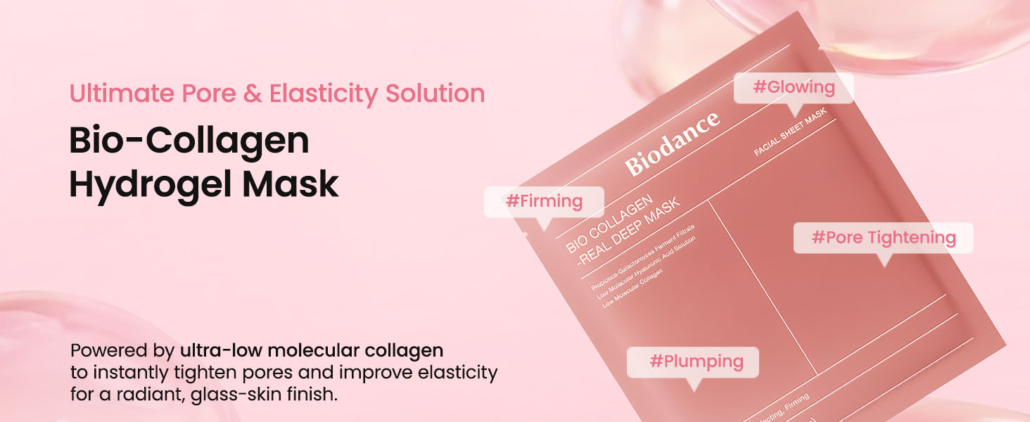 BIODANCE Bio-Collagen Real Deep Mask hydrogel overnight face mask for hydration, elasticity support, pore care, and Korean skincare routines.