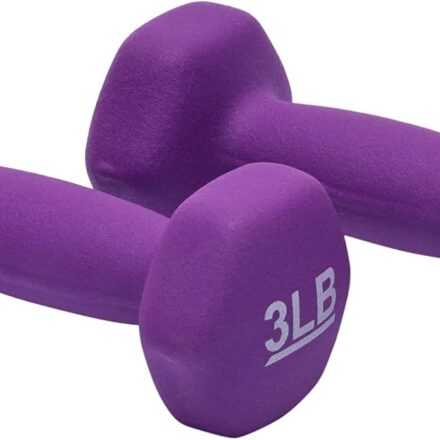 Amazon Basics neoprene dumbbell hand weights with non-slip grip designed for strength training, fitness workouts, and muscle toning exercises.