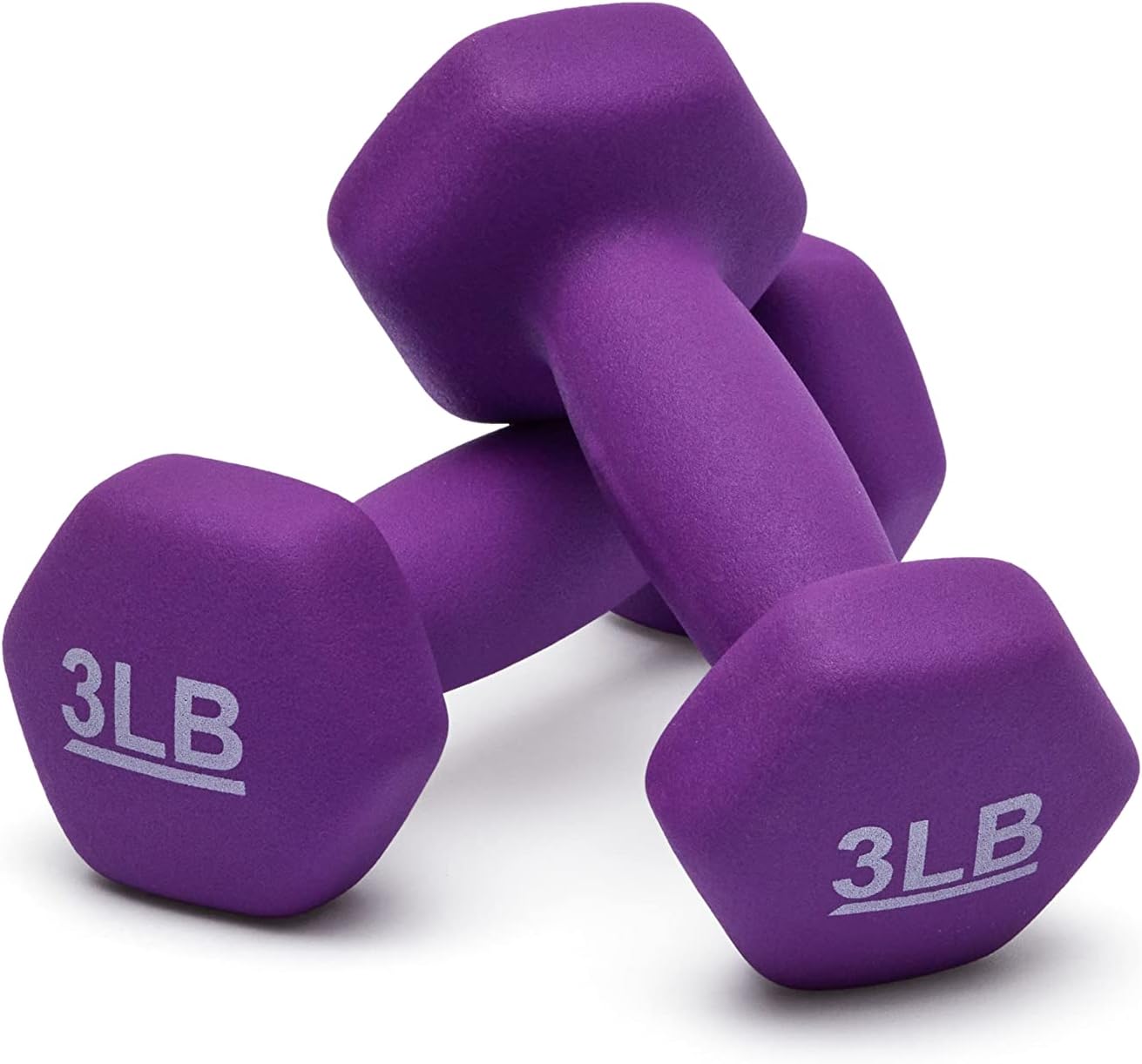 Amazon Basics neoprene dumbbell hand weights with non-slip grip designed for strength training, fitness workouts, and muscle toning exercises.