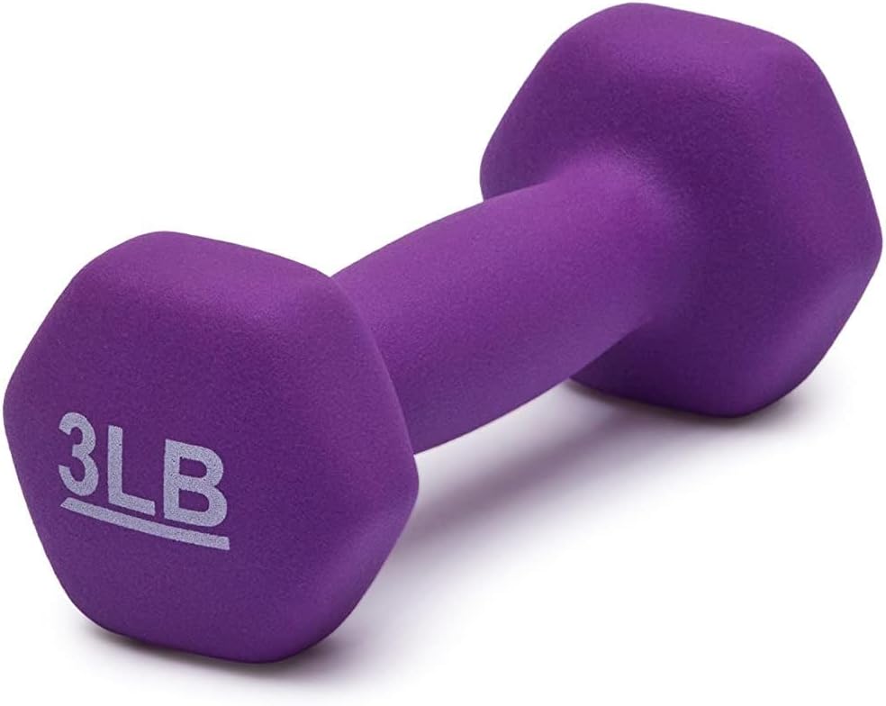 Amazon Basics neoprene dumbbell hand weights with non-slip grip designed for strength training, fitness workouts, and muscle toning exercises.