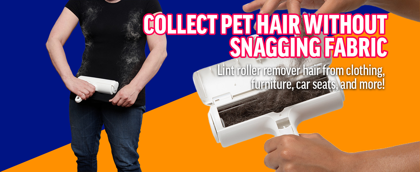 ChomChom Roller reusable pet hair remover for dog and cat hair on furniture couches carpets bedding and car interiors