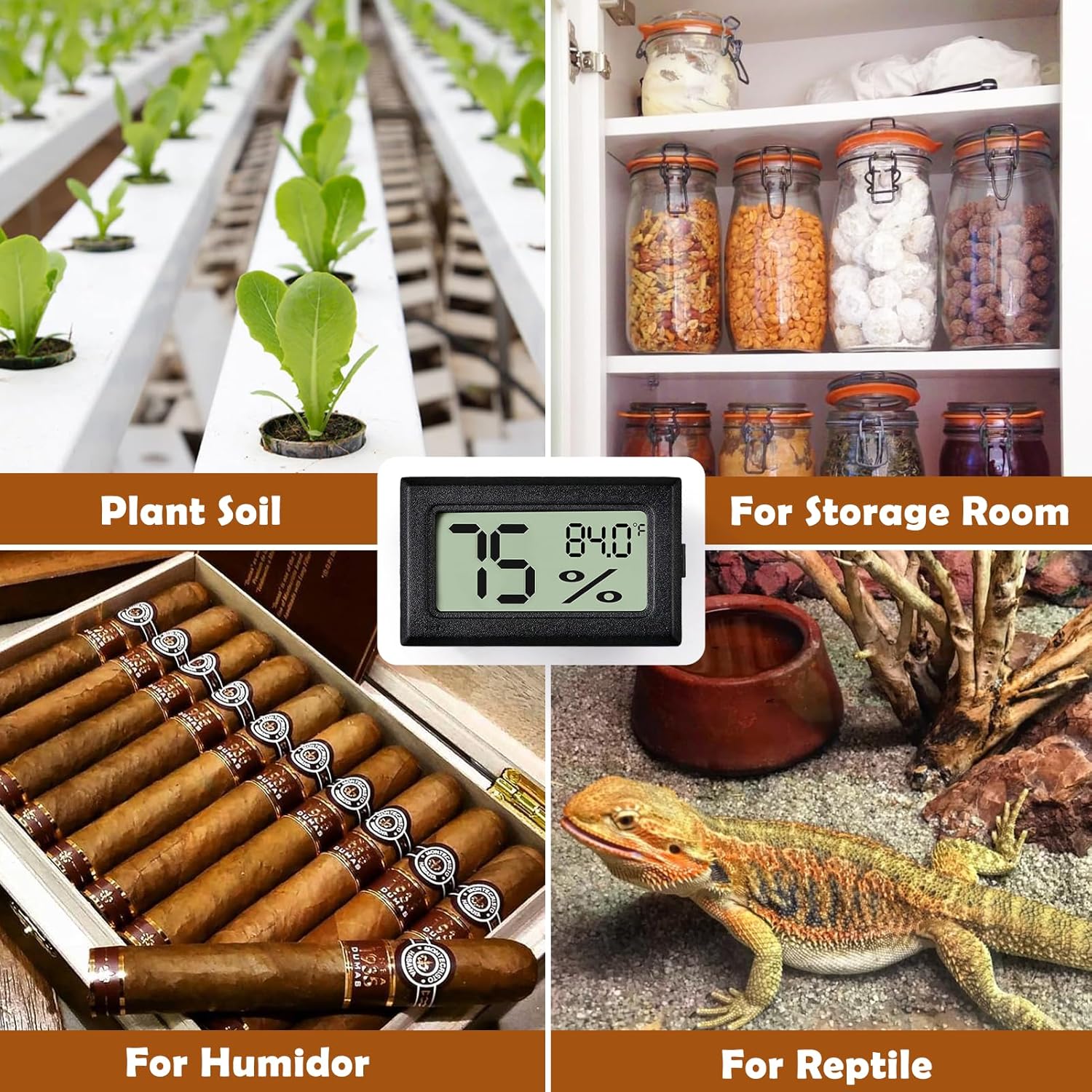Digital reptile thermometer and humidity gauge 2PCS hygrometer for terrarium bearded dragon tank and reptile habitat monitoring