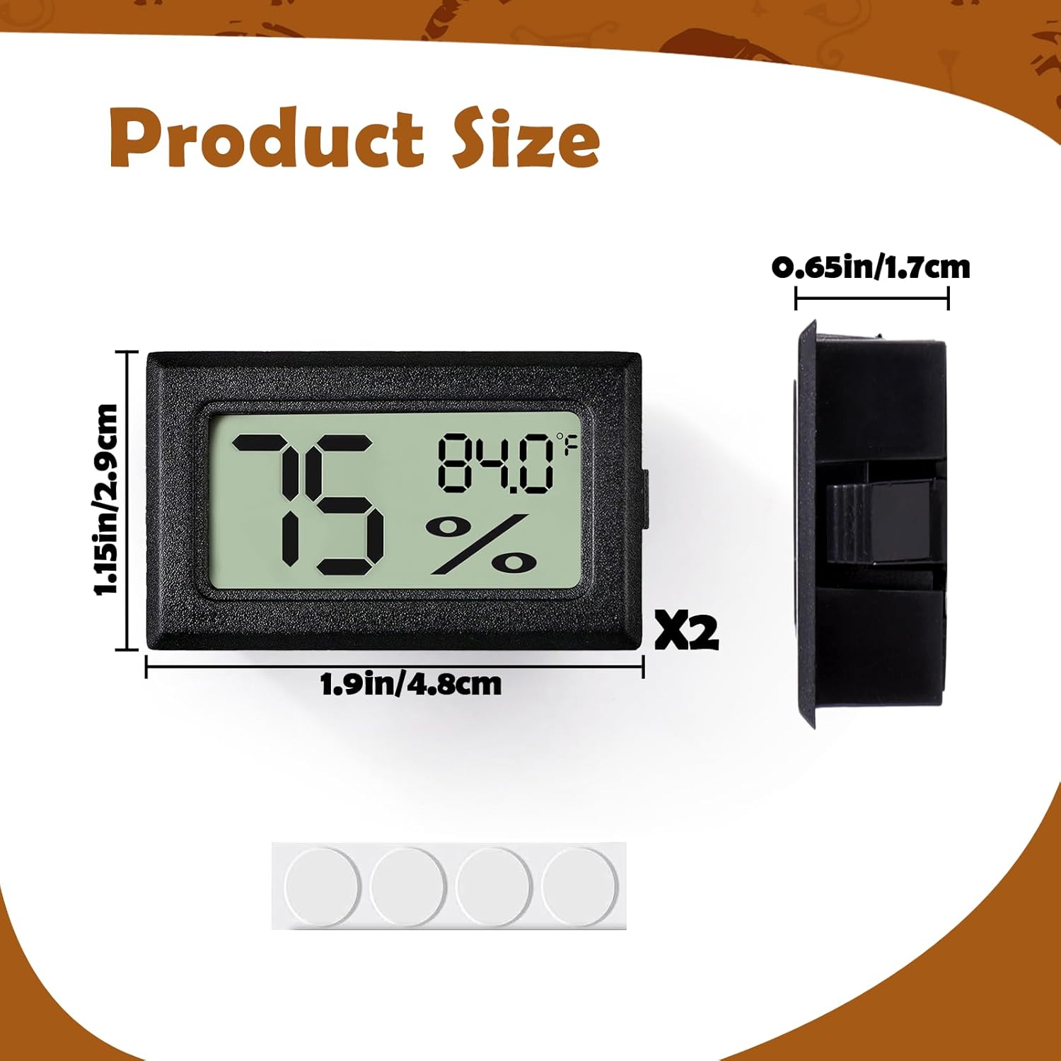 Digital reptile thermometer and humidity gauge 2PCS hygrometer for terrarium bearded dragon tank and reptile habitat monitoring