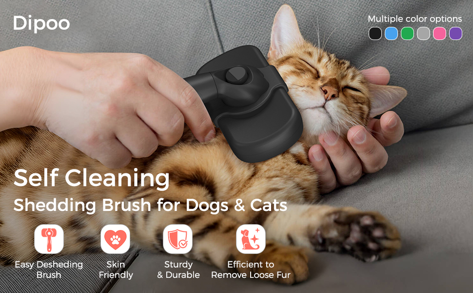 Dipoo self cleaning shedding brush for dogs cats and puppies with gentle deshedding hair removal grooming tool