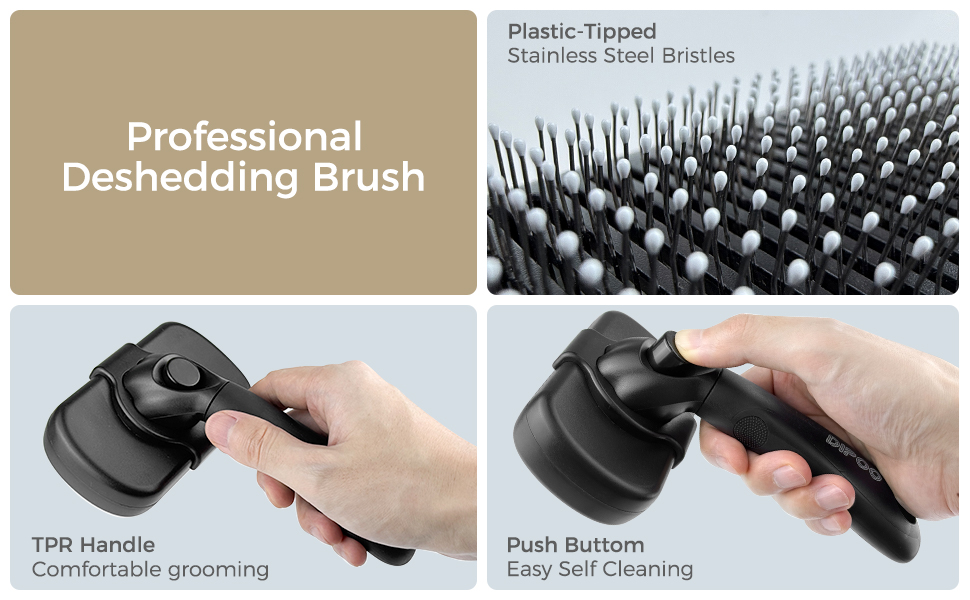 Dipoo self cleaning shedding brush for dogs cats and puppies with gentle deshedding hair removal grooming tool
