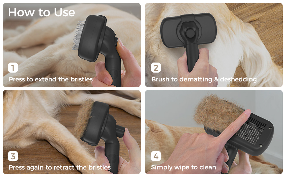 Dipoo self cleaning shedding brush for dogs cats and puppies with gentle deshedding hair removal grooming tool