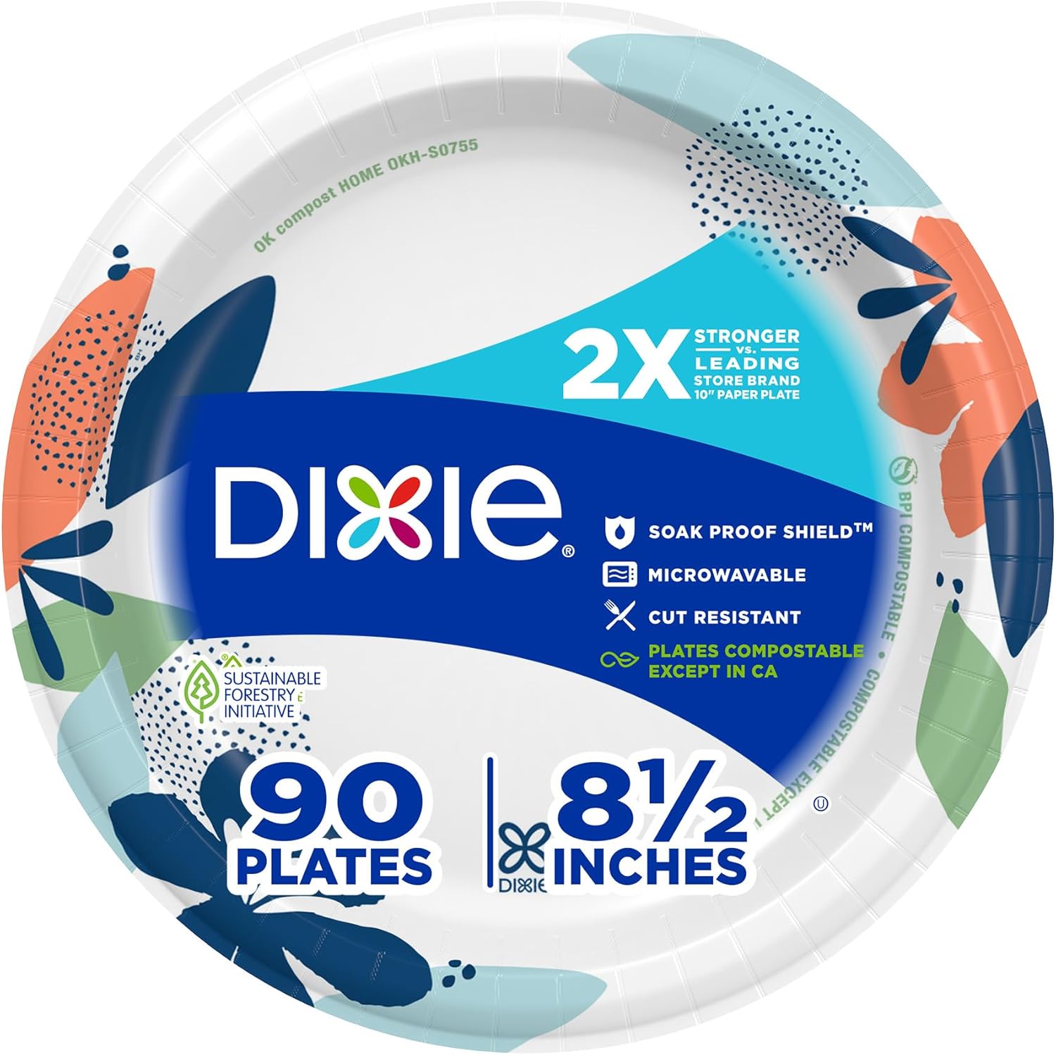 Dixie Medium Paper Plates 8.5 inch disposable plates designed for everyday meals with strong, soak-proof, microwave-safe construction.