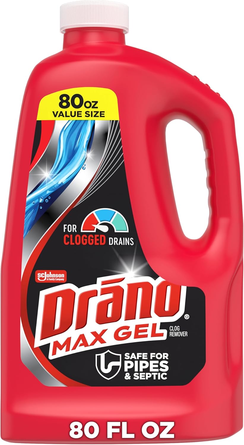 Drano Max Gel Drain Clog Remover and Cleaner 80 oz bottle for removing hair grease and food blockages in household drains