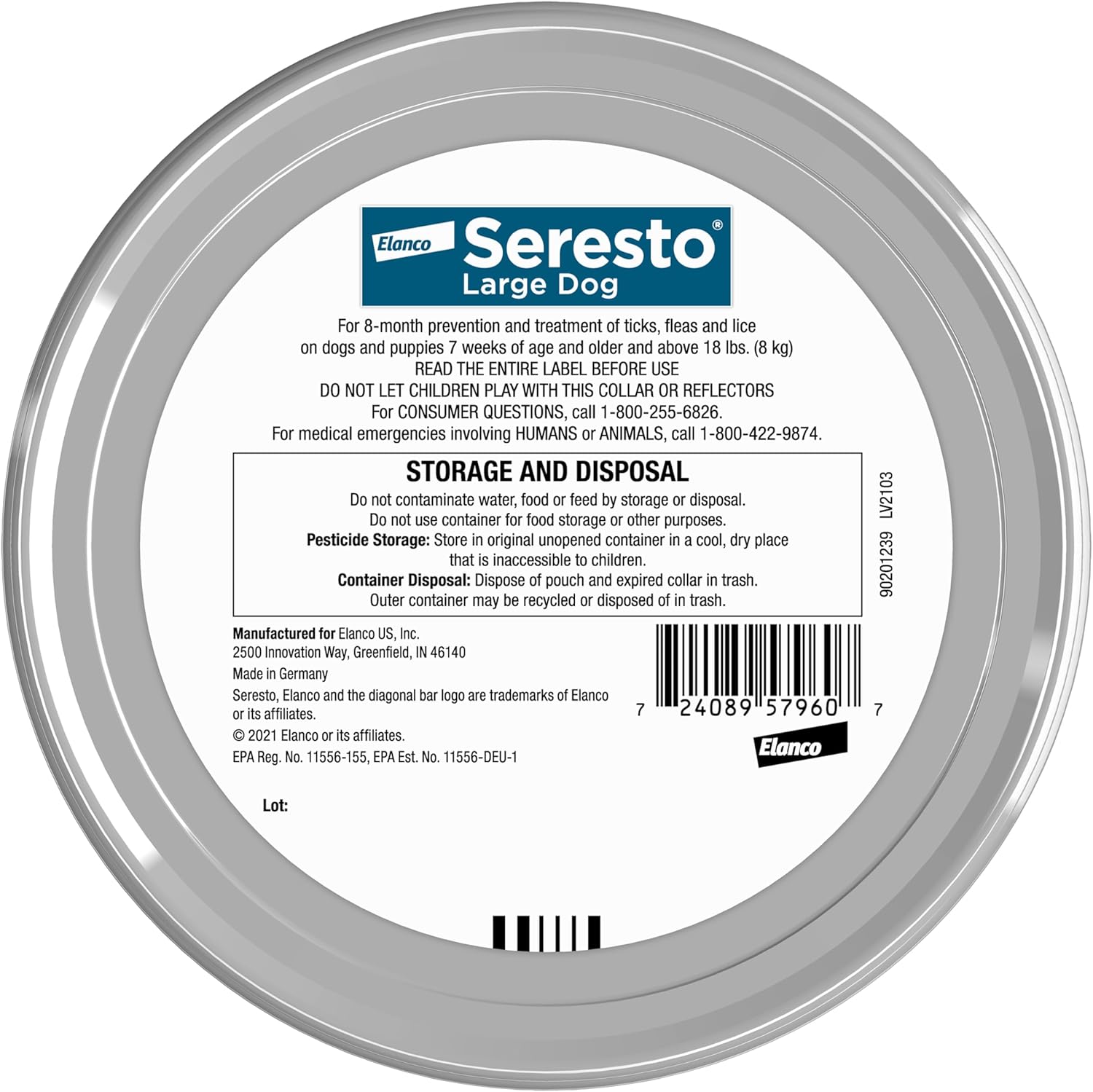 Seresto flea and tick collar for dogs over 18 pounds providing 8 month flea prevention and tick protection treatment.