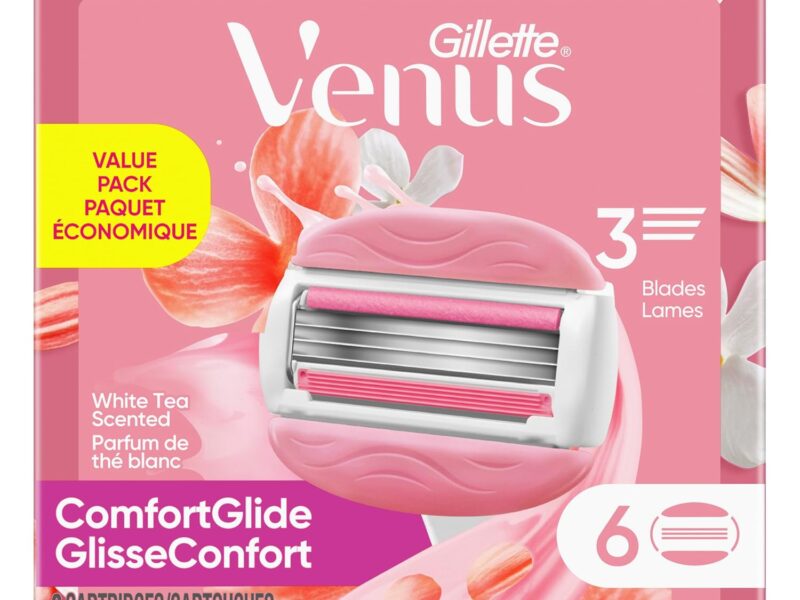 Gillette Venus ComfortGlide White Tea Women's Razor Blade Refills 6 Count with Moisture Bars and 3-Blade Shaving Technology