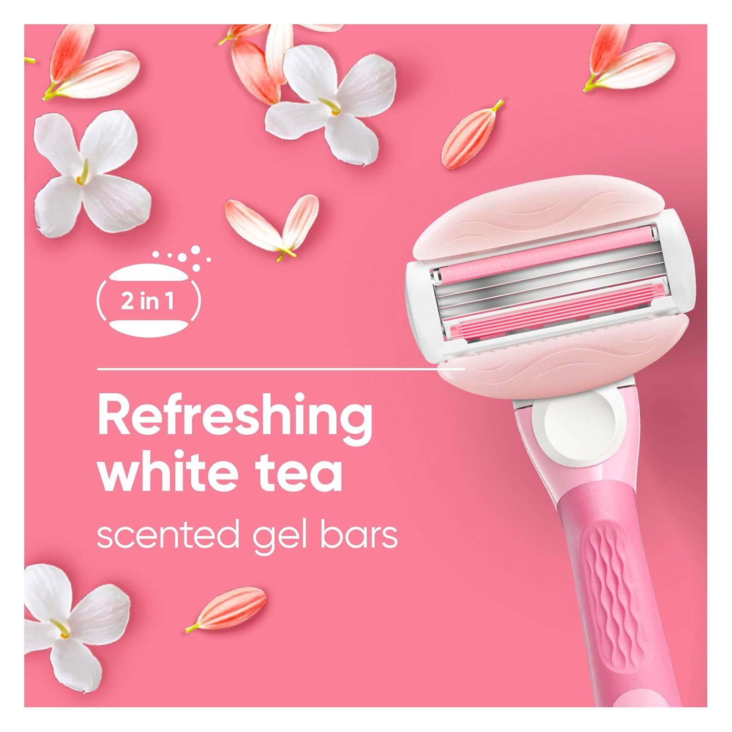 Gillette Venus ComfortGlide White Tea Women's Razor with 1 Handle and 4 Blade Refills for Smooth Comfortable Shaving