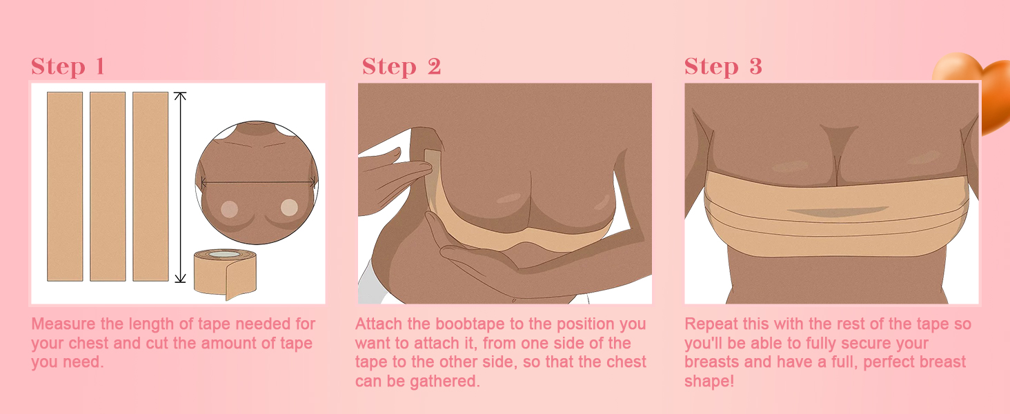 Hopkost Boob Tape Breast Lift Tape in beige with two nipple covers, designed to provide invisible lift, shaping, and support for A-G cup sizes under backless and strapless outfits.
