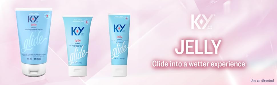 K-Y Jelly water based personal lubricant in a 2 oz tube featuring non-greasy, pH-friendly formula for intimate comfort.