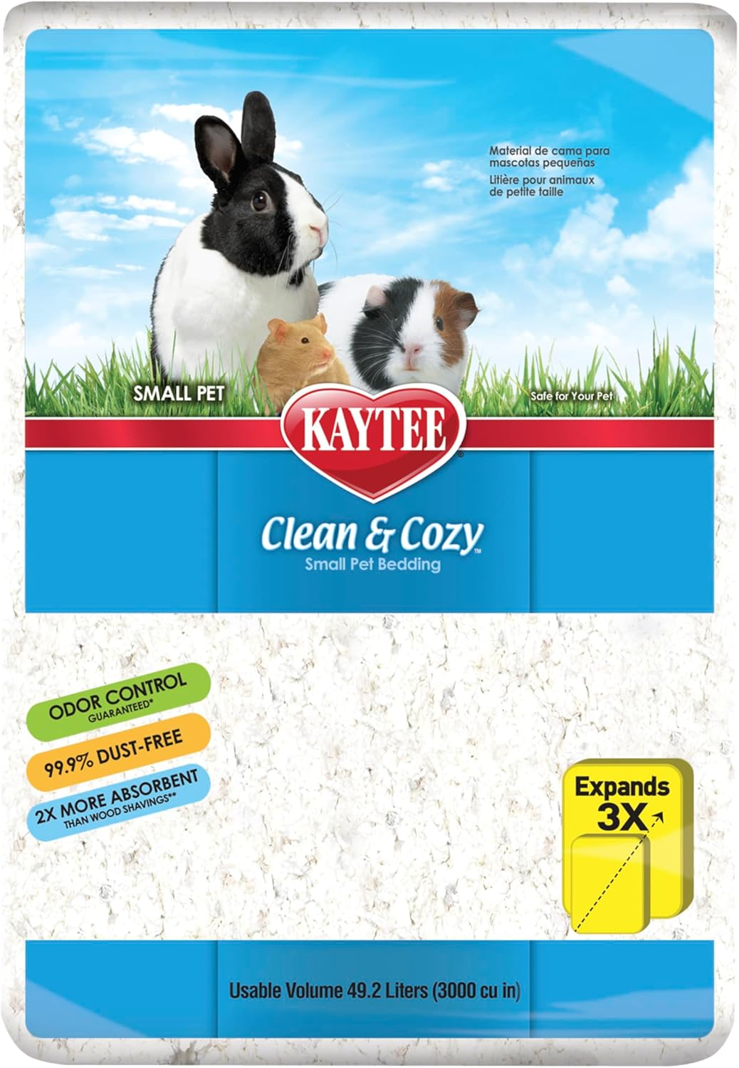Kaytee Clean and Cozy White Paper Bedding 49.2 liters soft absorbent bedding for hamsters guinea pigs rabbits and small animals
