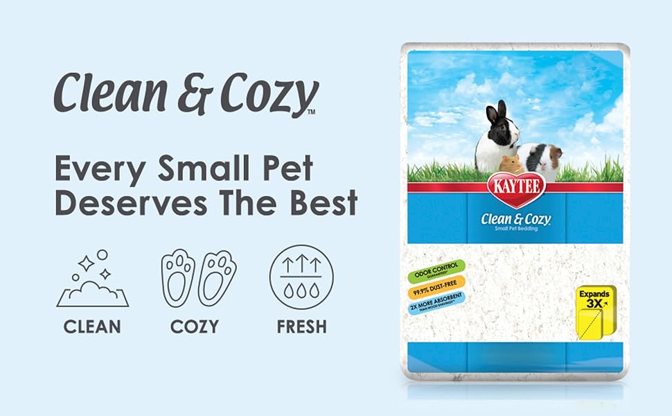 Kaytee Clean and Cozy White Paper Bedding 49.2 liters soft absorbent bedding for hamsters guinea pigs rabbits and small animals