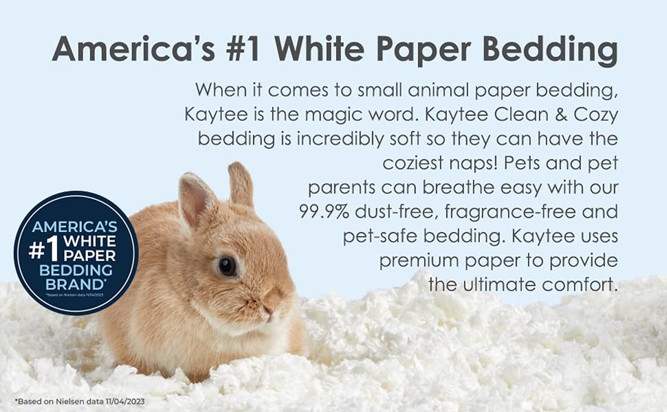 Kaytee Clean and Cozy White Paper Bedding 49.2 liters soft absorbent bedding for hamsters guinea pigs rabbits and small animals