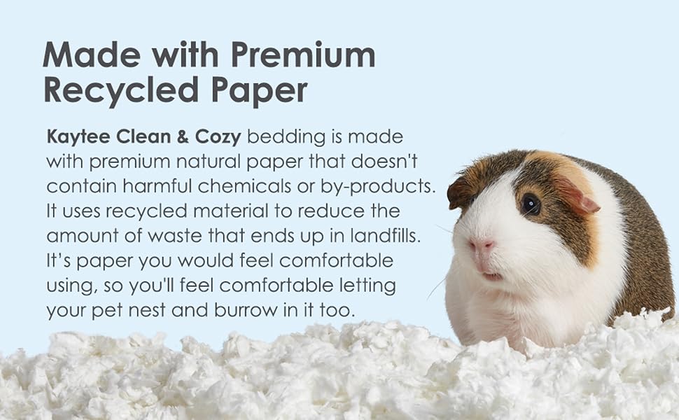 Kaytee Clean and Cozy White Paper Bedding 49.2 liters soft absorbent bedding for hamsters guinea pigs rabbits and small animals