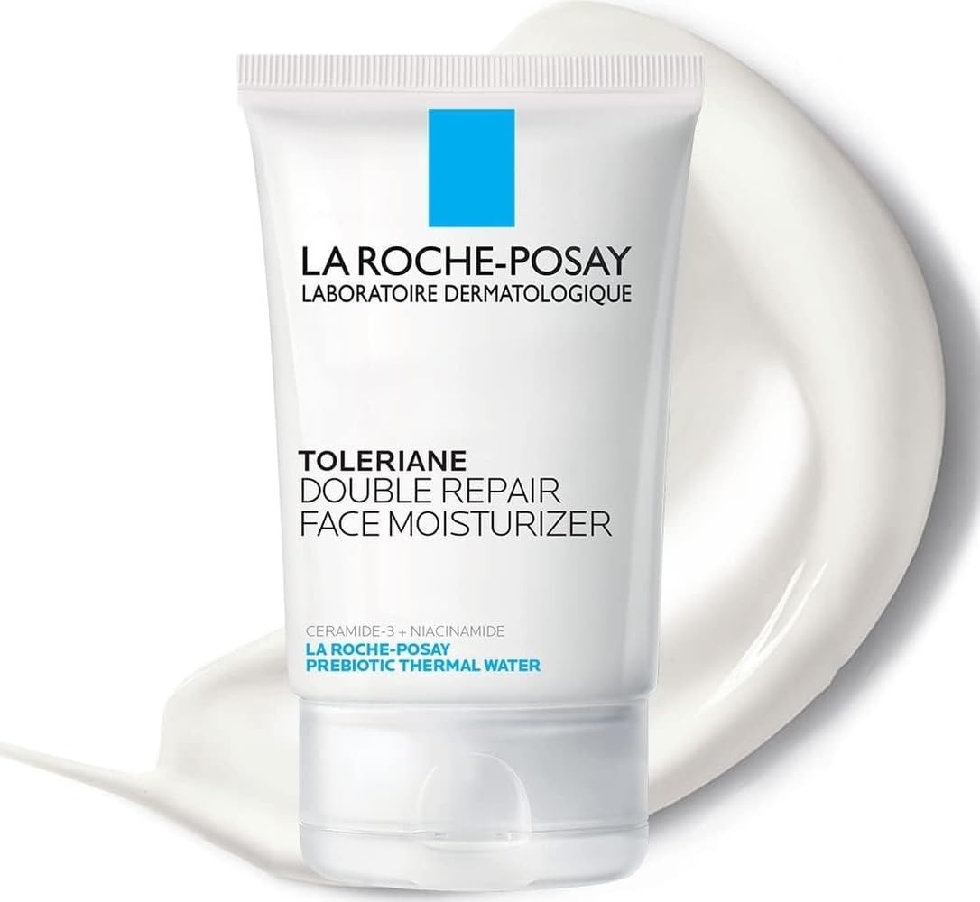 La Roche-Posay Toleriane Double Repair Face Moisturizer with Ceramide and Niacinamide for daily hydration and skin barrier support.