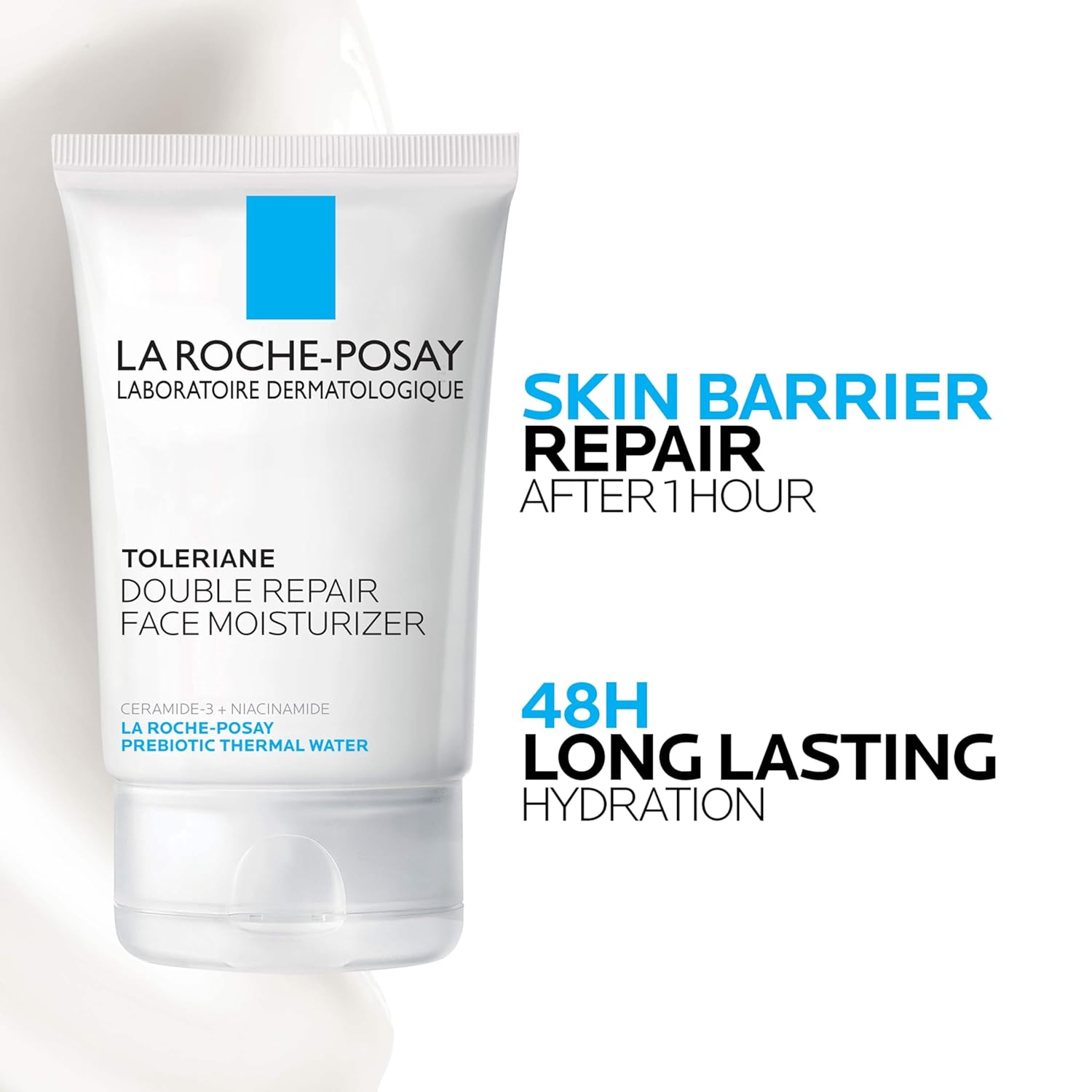 La Roche-Posay Toleriane Double Repair Face Moisturizer with Ceramide and Niacinamide for daily hydration and skin barrier support.