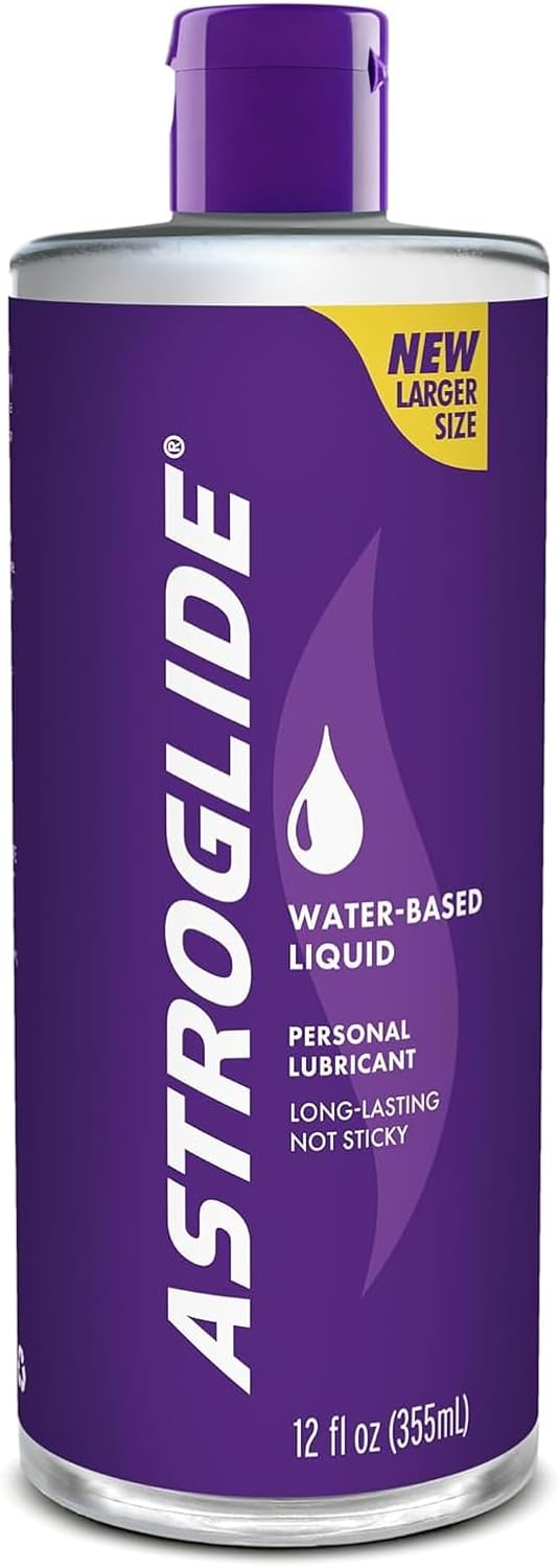 Astroglide Water Based Personal Lubricant 12 fl oz bottle designed for smooth, comfortable lubrication and easy cleanup.