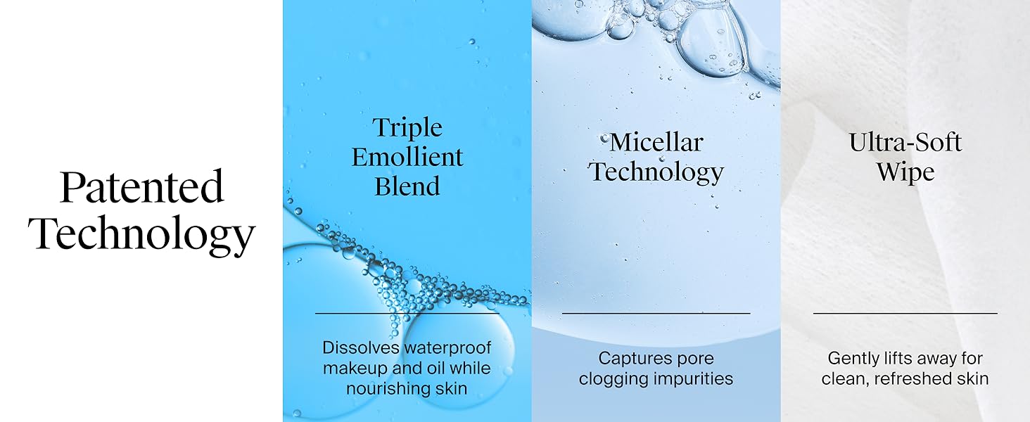 Neutrogena Makeup Remover Wipes micellar alcohol-free face towelettes made from plant-based cloth for removing waterproof makeup and oil.