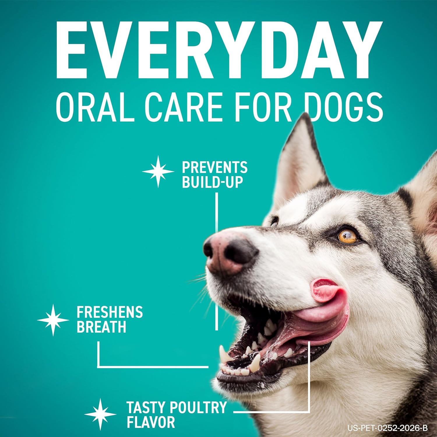 ORAVET Dental Chews for Large Dogs over 50 lbs in pink pouch with 30 dental hygiene chews for plaque and tartar control