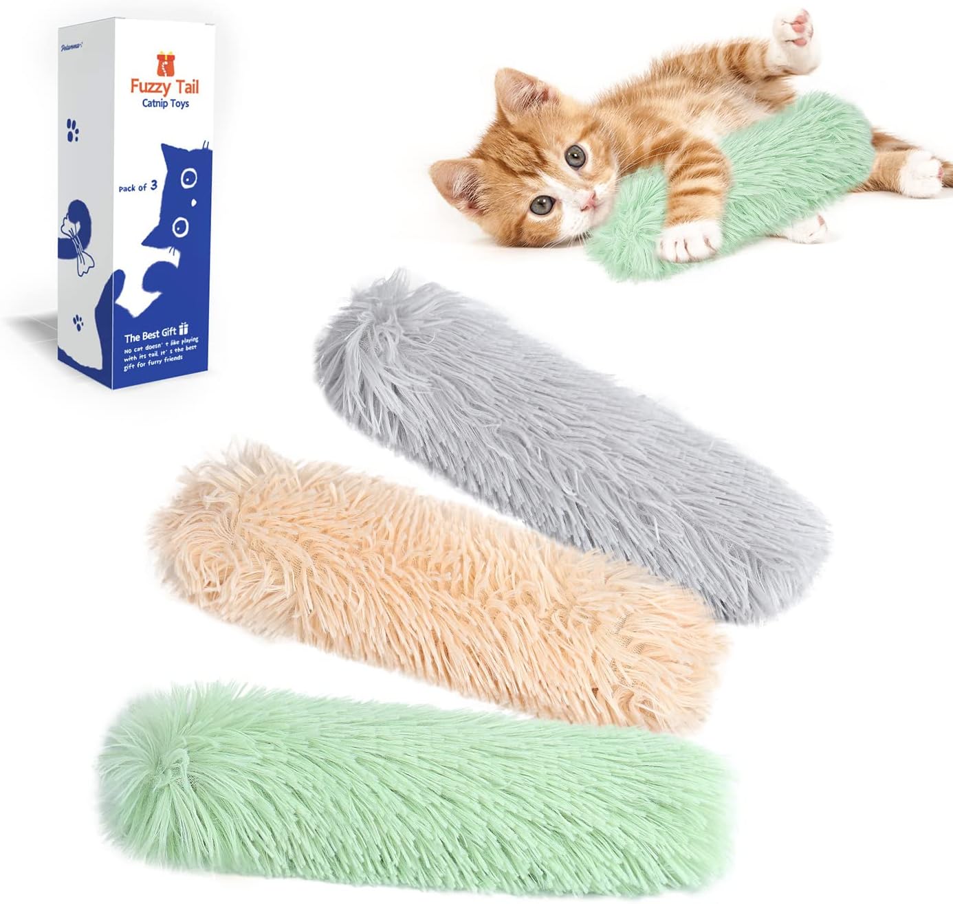 Potaroma Cat Toys Pillows 3 pack with catnip and crinkle sound for indoor cats and kittens interactive kicker toys