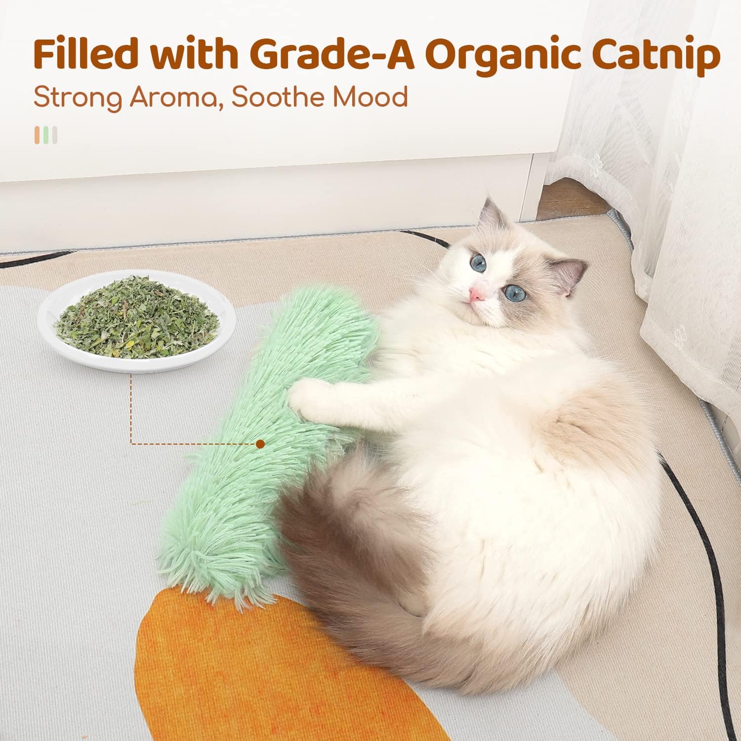 Potaroma Cat Toys Pillows 3 pack with catnip and crinkle sound for indoor cats and kittens interactive kicker toys