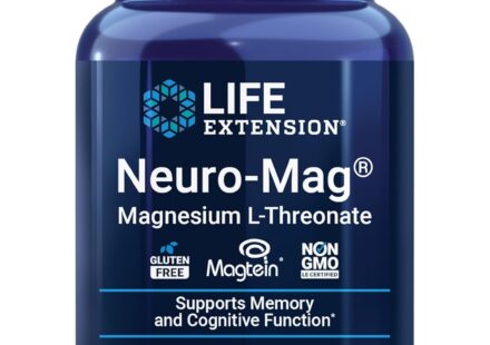 Life Extension Neuro-Mag Magnesium L-Threonate capsules for brain health, memory support, and cognitive function improvement supplement bottle