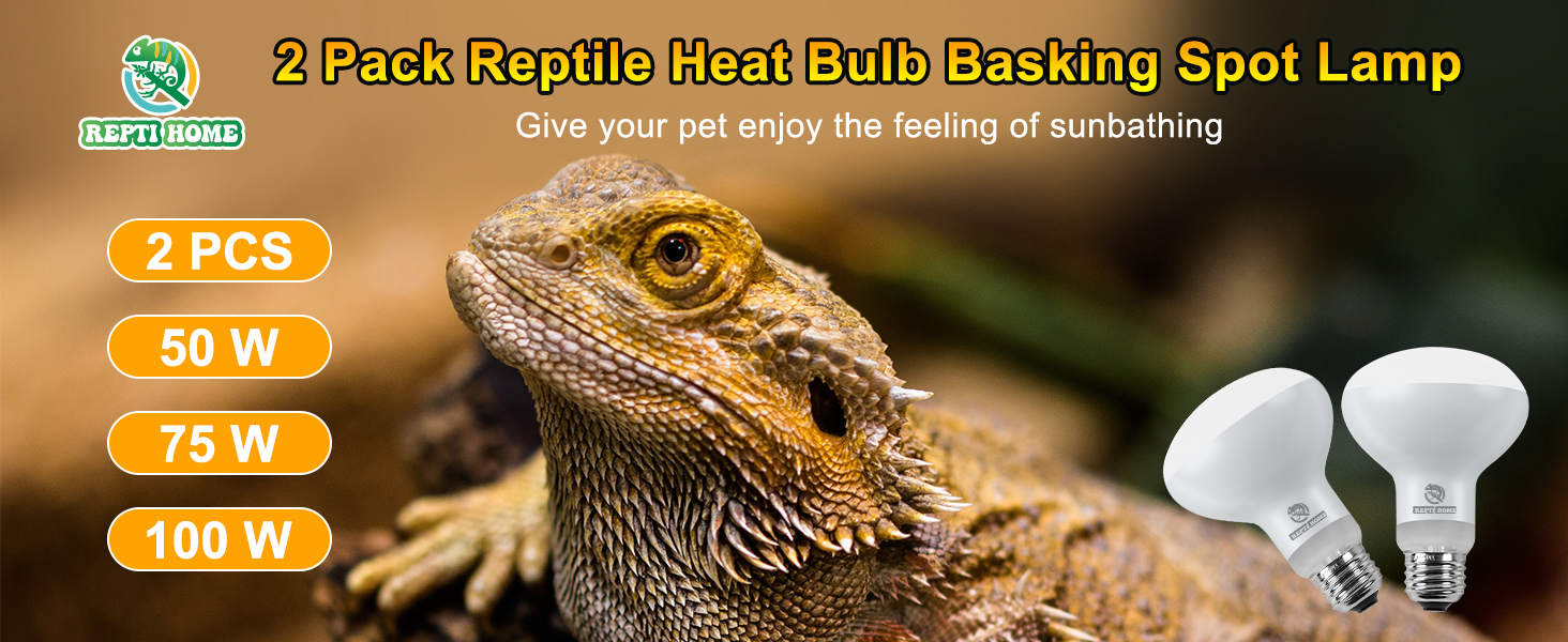 100W reptile heat lamp bulbs simulating natural sunlight for bearded dragon lizard turtle snake and terrarium basking habitat