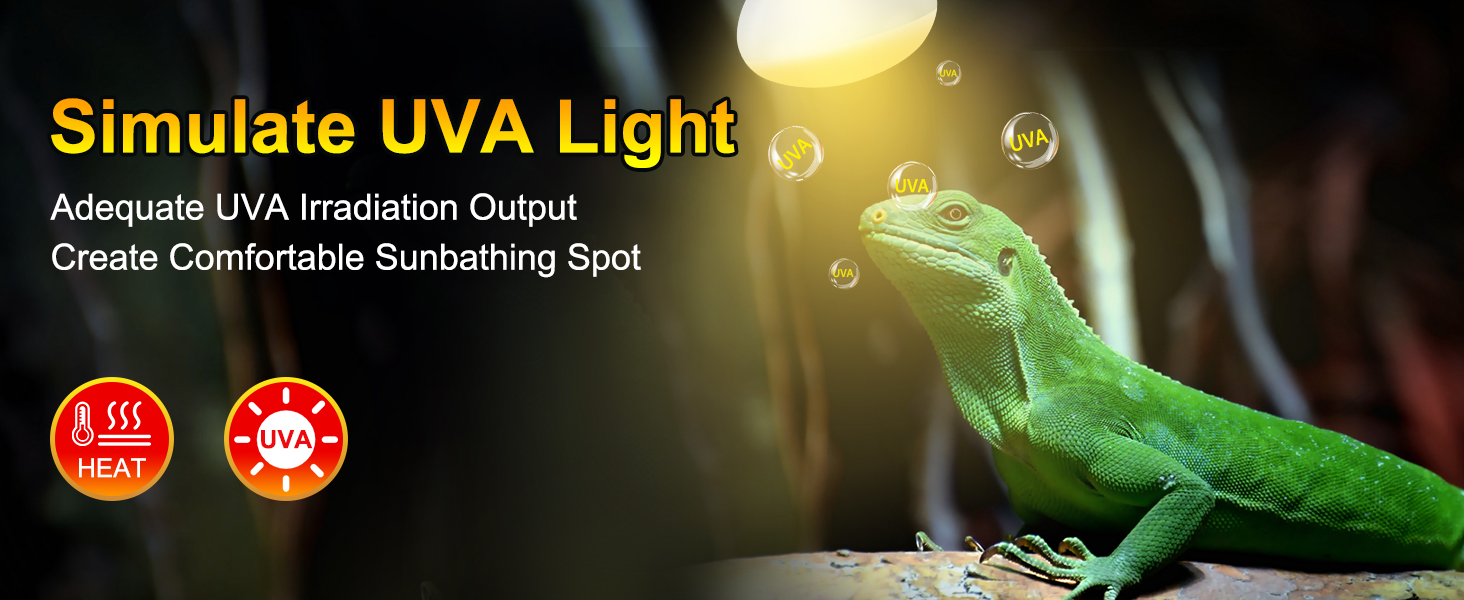 100W reptile heat lamp bulbs simulating natural sunlight for bearded dragon lizard turtle snake and terrarium basking habitat