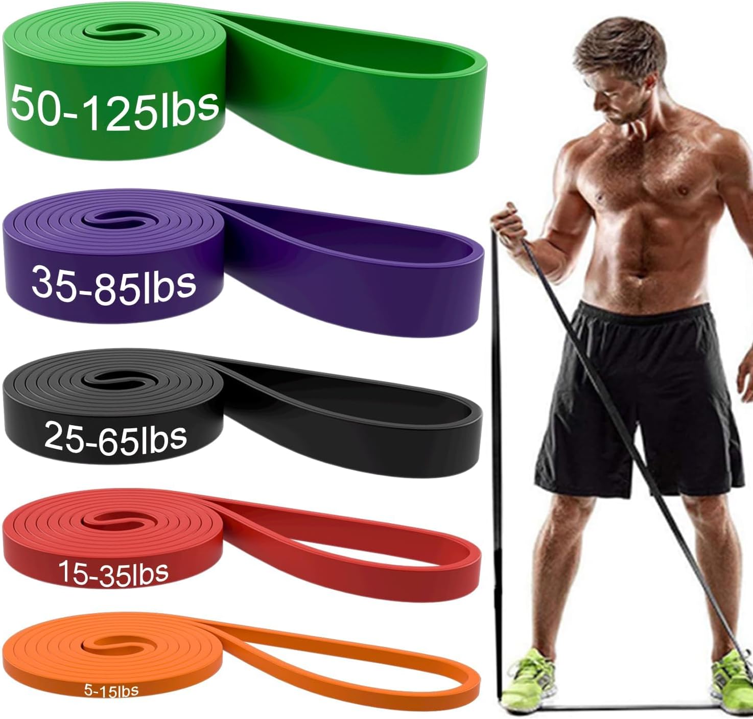 Long resistance bands pull up assist set for strength training fitness workouts stretching and physical therapy