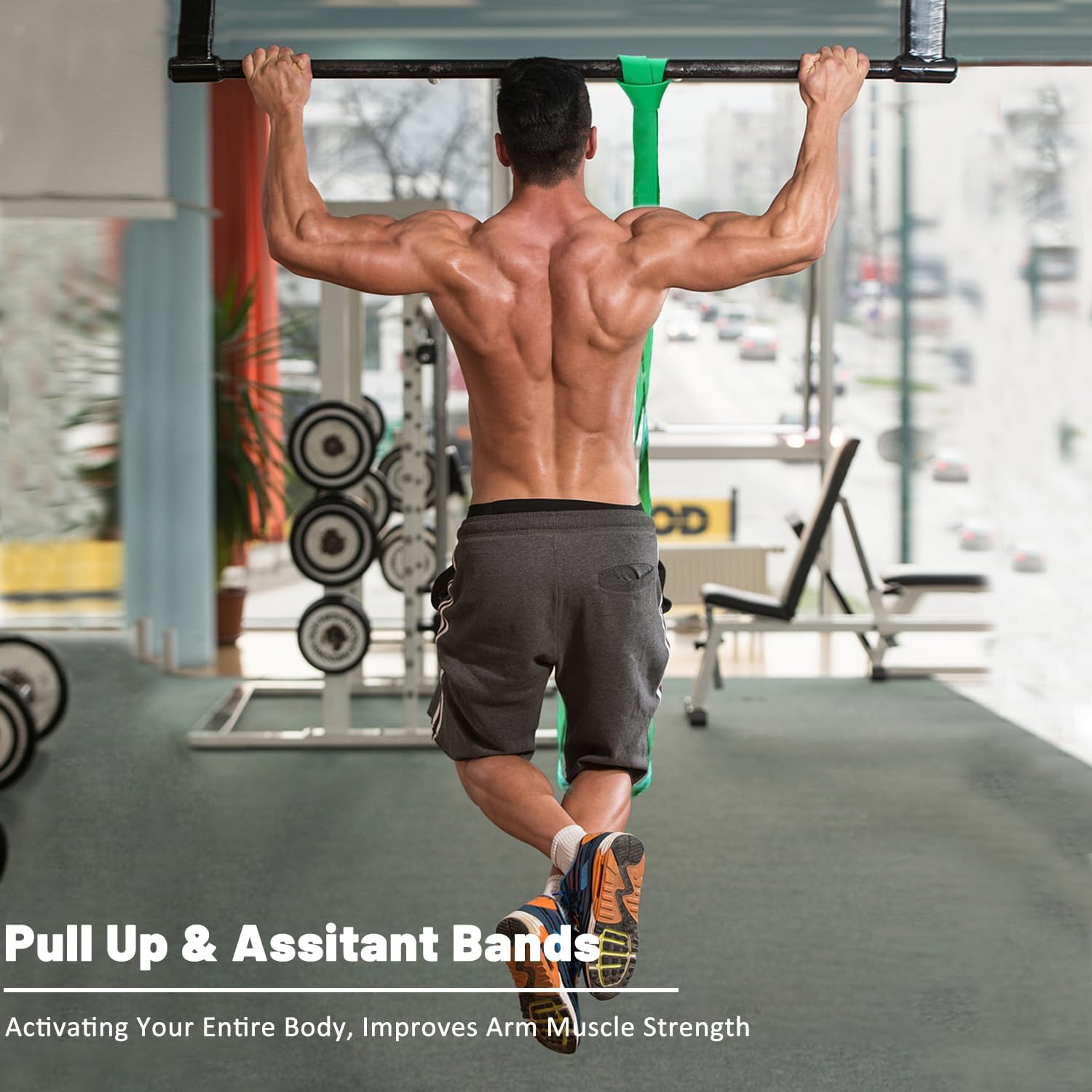 Long resistance bands pull up assist set for strength training fitness workouts stretching and physical therapy