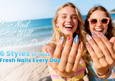 Reusable press on nails set with 144 pieces featuring cute bow nail designs in multiple sizes for easy at-home manicures.