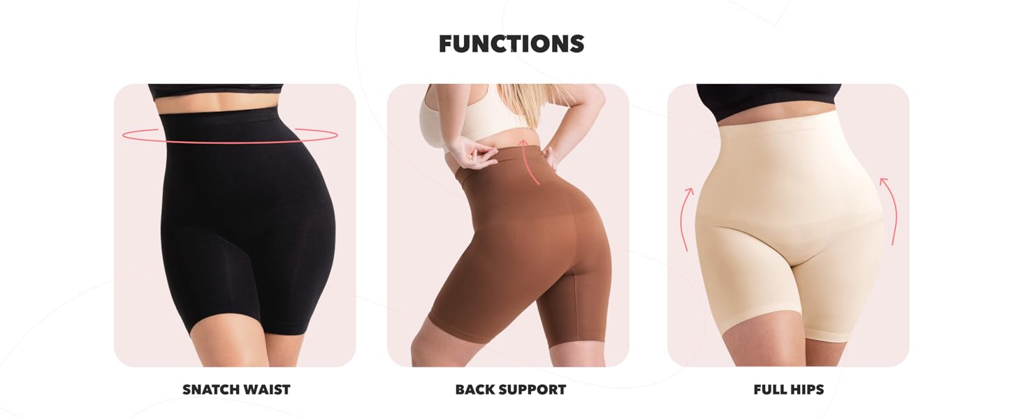 SHAPERMINT high-waisted tummy control shapewear shorts for women with thigh slimming and seamless support