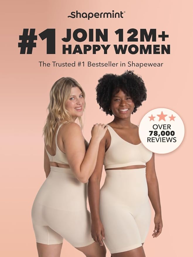 SHAPERMINT high-waisted tummy control shapewear shorts for women with thigh slimming and seamless support