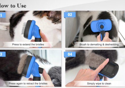 Swihauk self cleaning slicker brush for dogs and cats featuring a skin-friendly deshedding design and one-button hair removal function.
