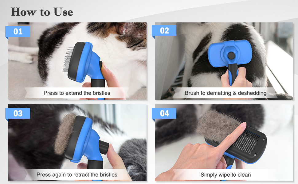 Swihauk self cleaning slicker brush for dogs and cats featuring a skin-friendly deshedding design and one-button hair removal function.