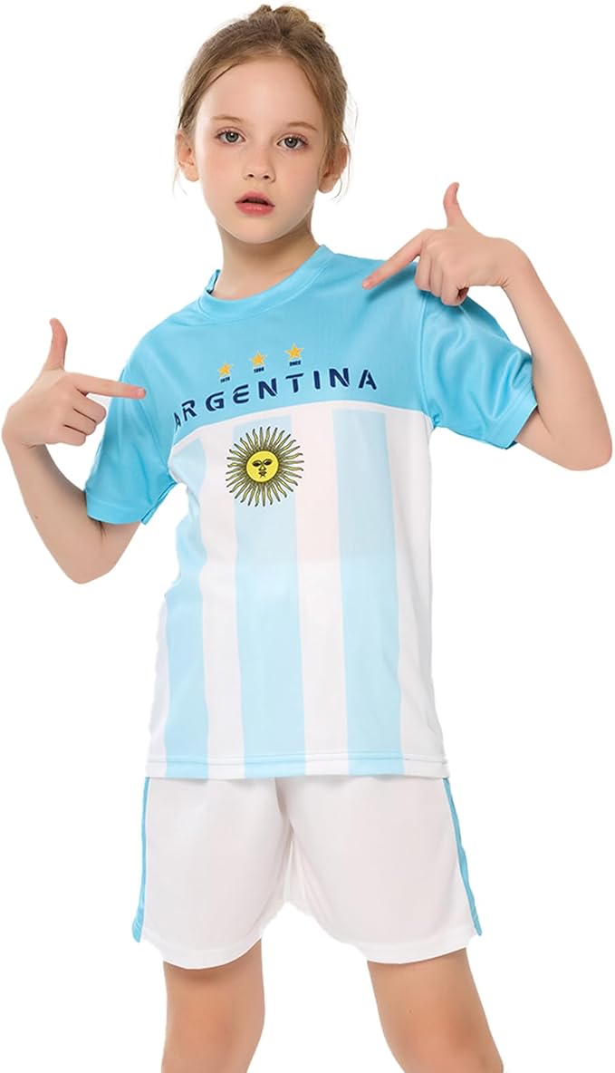Kids soccer jersey for boys and girls featuring a youth football shirt design for training, sports games, and fan activities.