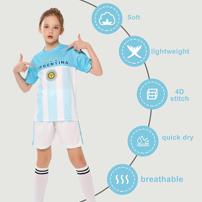 Kids soccer jersey for boys and girls featuring a youth football shirt design for training, sports games, and fan activities.