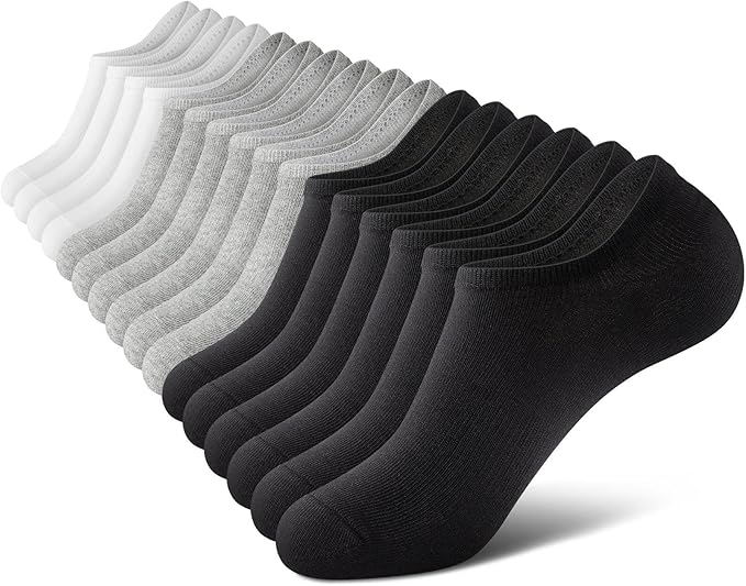 Wernies No Show Socks Men Low Cut Cotton Ankle Socks with Non-Slip Heel Grips for Sneakers and Casual Shoes