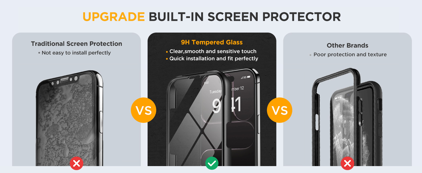 Miracase Magnetic iPhone Air case in black with built-in tempered glass screen protector, MagSafe compatibility, and full-body protection.